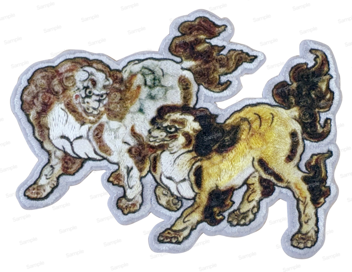 ハイクオリティ刺繍 唐獅子図屏風（からじしずびょうぶ）